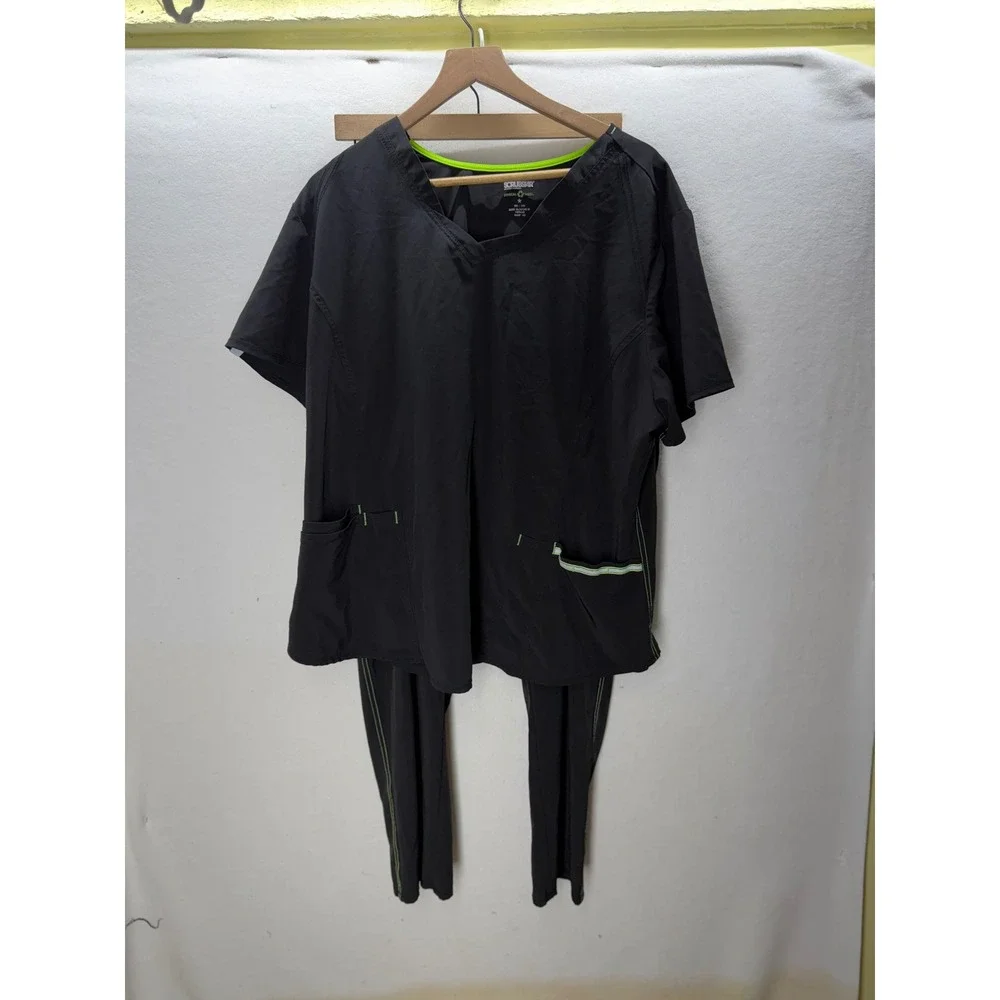 Scrubstar Scrub Set Women 3XL/2XL Black V-Neck Jogger Ethical Fabric 3487